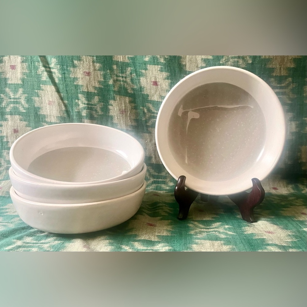 4 Vintage Modern Studio Pottery Bowls Minimalist Neutral Ceramic Signed Tuthill?